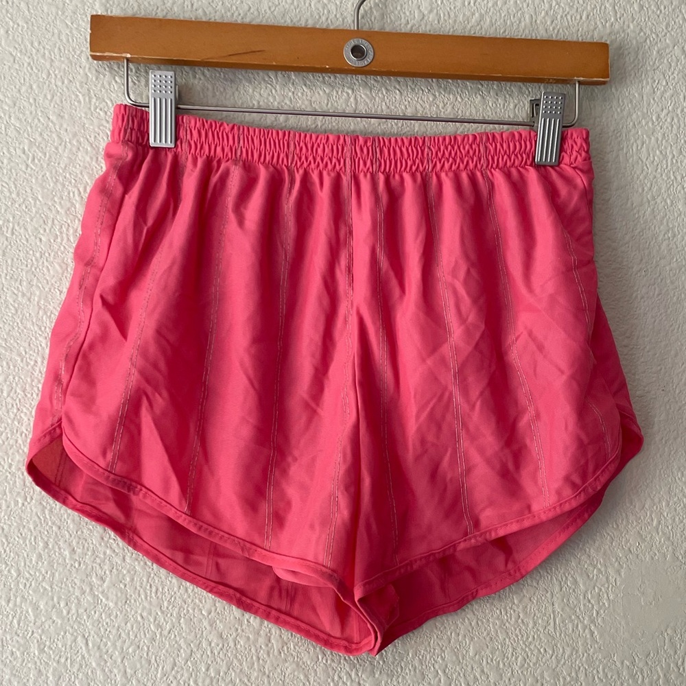 Vintage 1980s Athletic Mini Shorts Pink with Stripe Detail